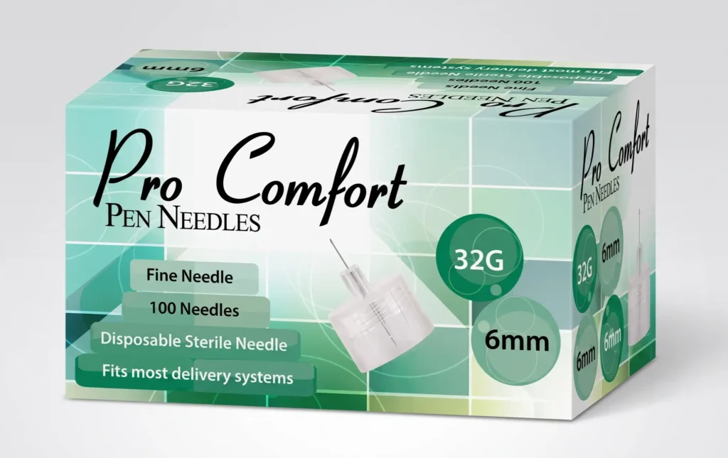 Pro-Comfort-Insulin-Pen-Needles-32G-6mm-are-disposable-needles-designed-to-attach-to-compatible-insulin-pen-devices